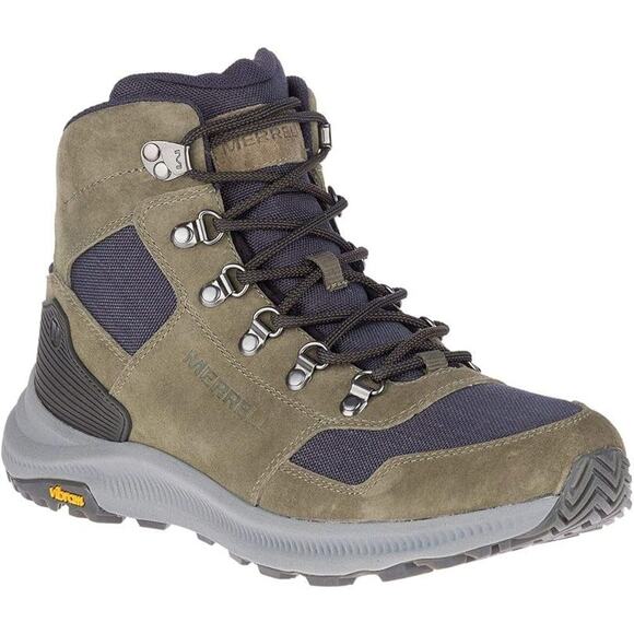 Merrell Mens 8.5 Olive Ontario 85 Suede Wool Mid Waterproof Hiking Shoes LH2-35 - Picture 1 of 8